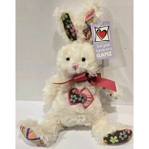 Ganz Patches Rabbit Plush Stuffed Animal 9" NEW w/Tag Bunny Bow Floral Plaid